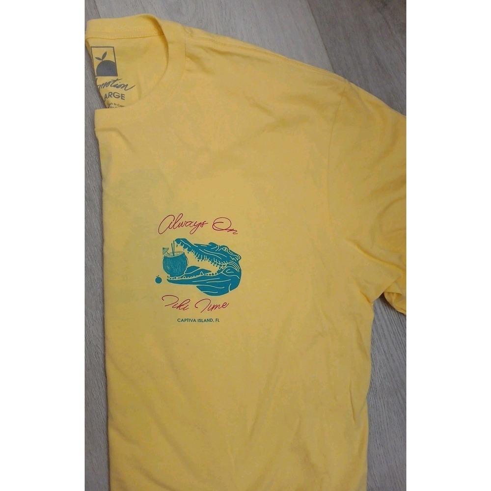 Captiva Island T-Shirt Always On Tiki Time Screen Print XL Yellow Tee Florida